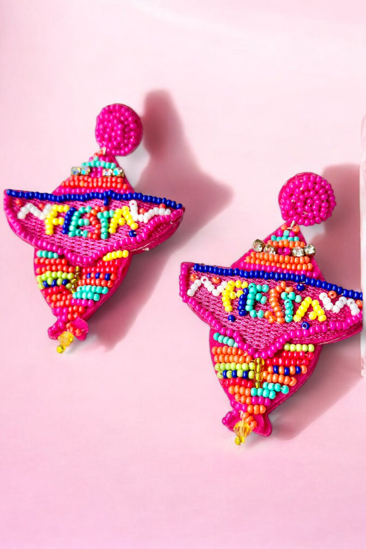 Fiesta Sombrero Earrings (Pink)