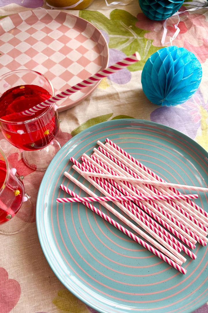 Striped Paper Straws - Pink