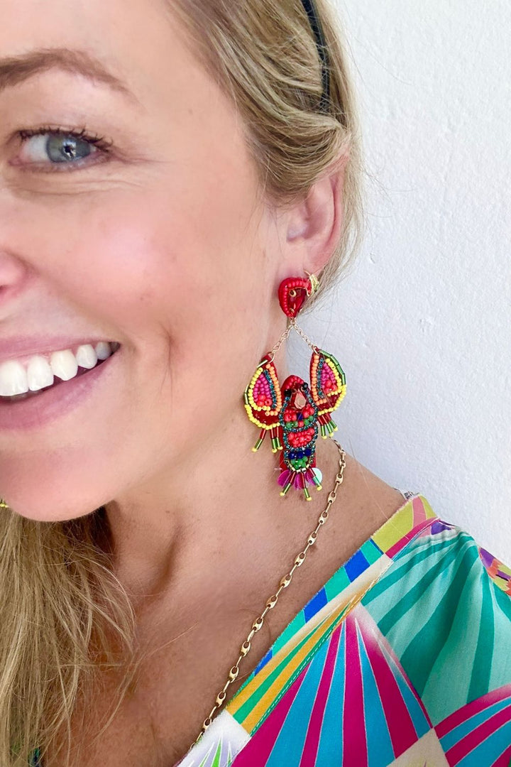 Lobster Christmas Earrings - RED