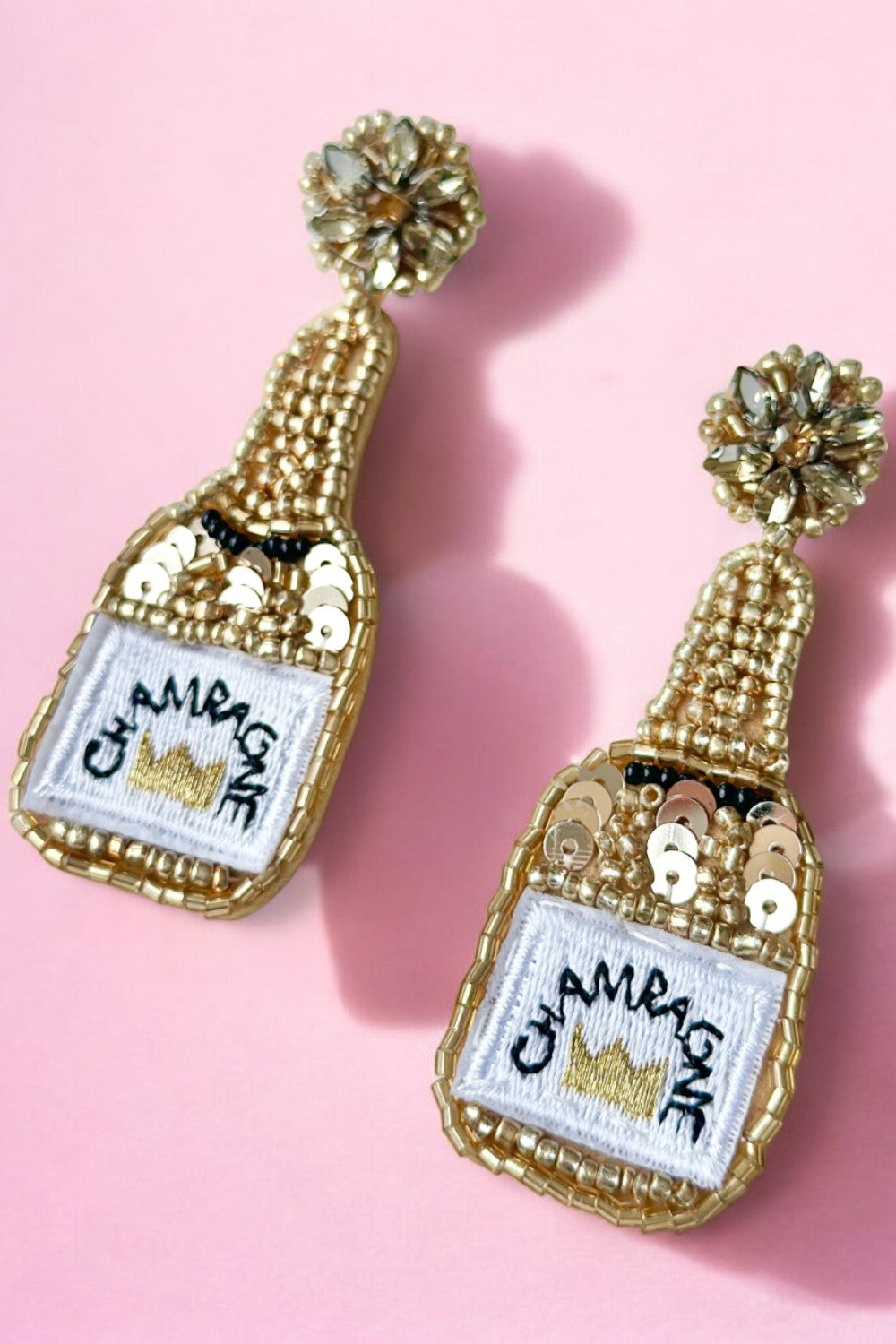 Champagne Bottle Earrings (Gold)