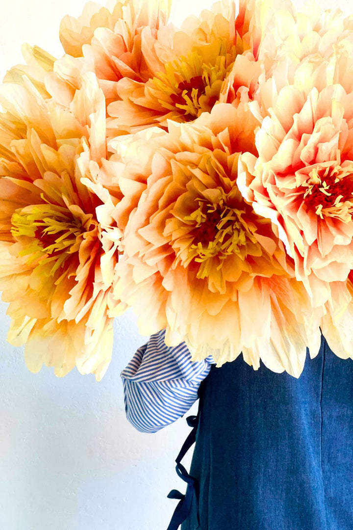 Dahlia Paper Flower - Yellow/Orange