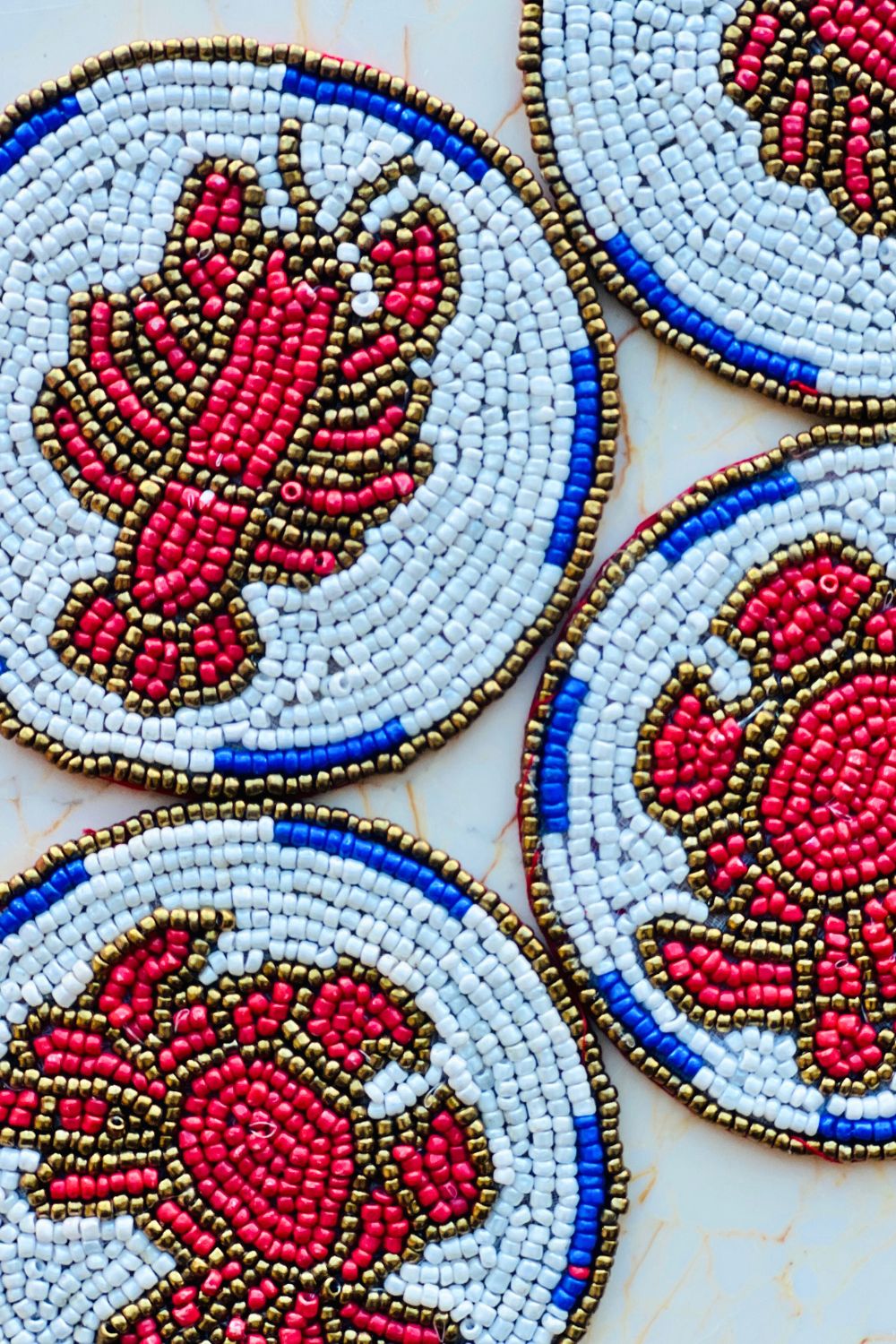 Crustacean S/4 Beaded Coasters