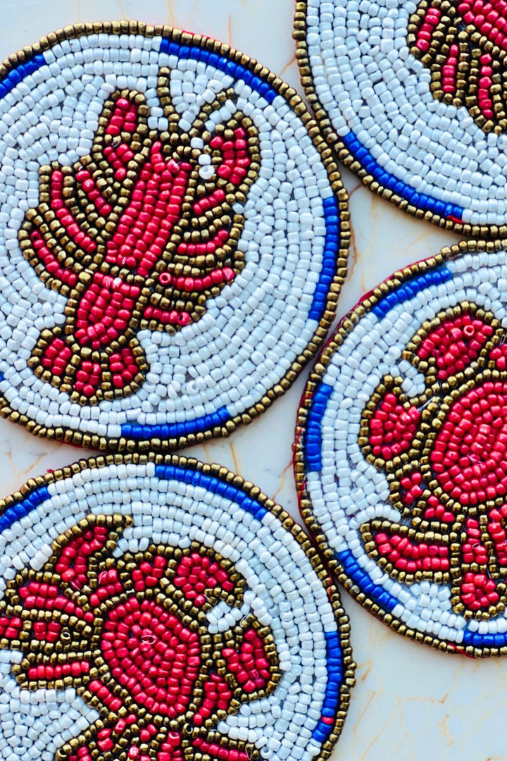 Crustacean S/4 Beaded Coasters