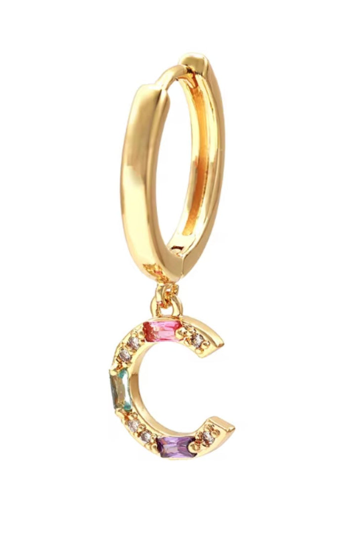 LETTER GEMSTONE HOOPS