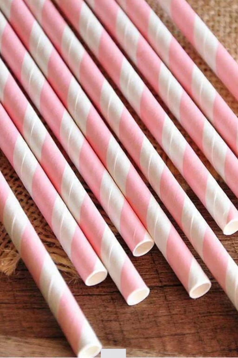 Striped Paper Staws - Pink