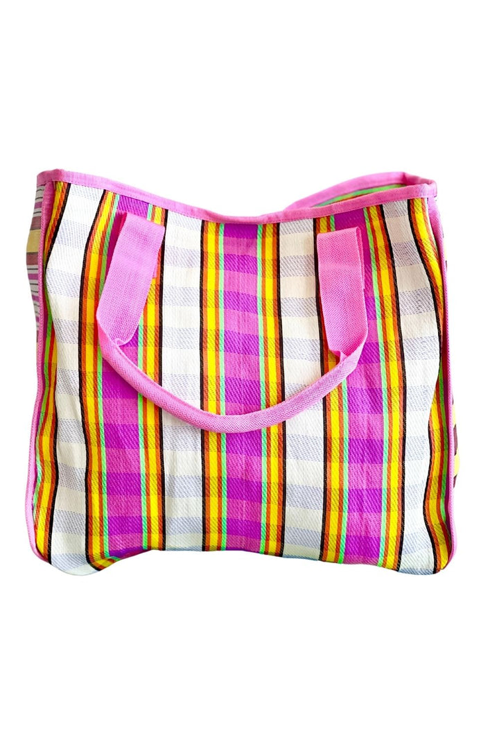 Nylon Tote Bag - Pink & Yellow