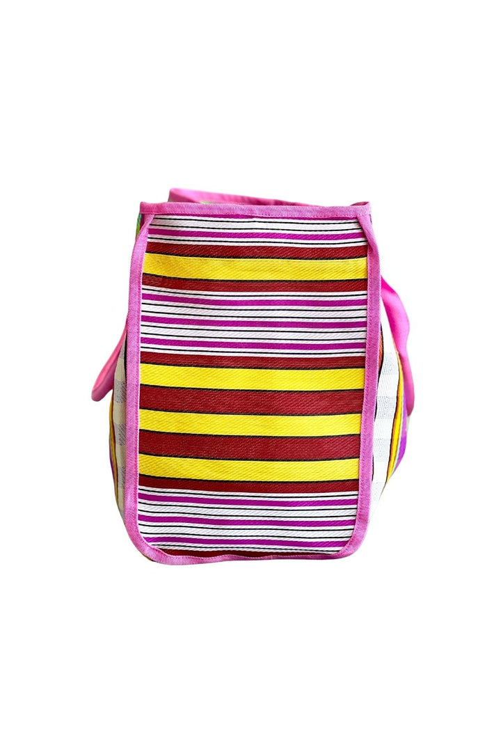 Nylon Tote Bag - Pink & Yellow