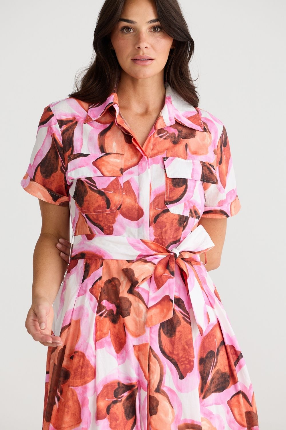 Rossellini Short Sleeve Dress - Azalea