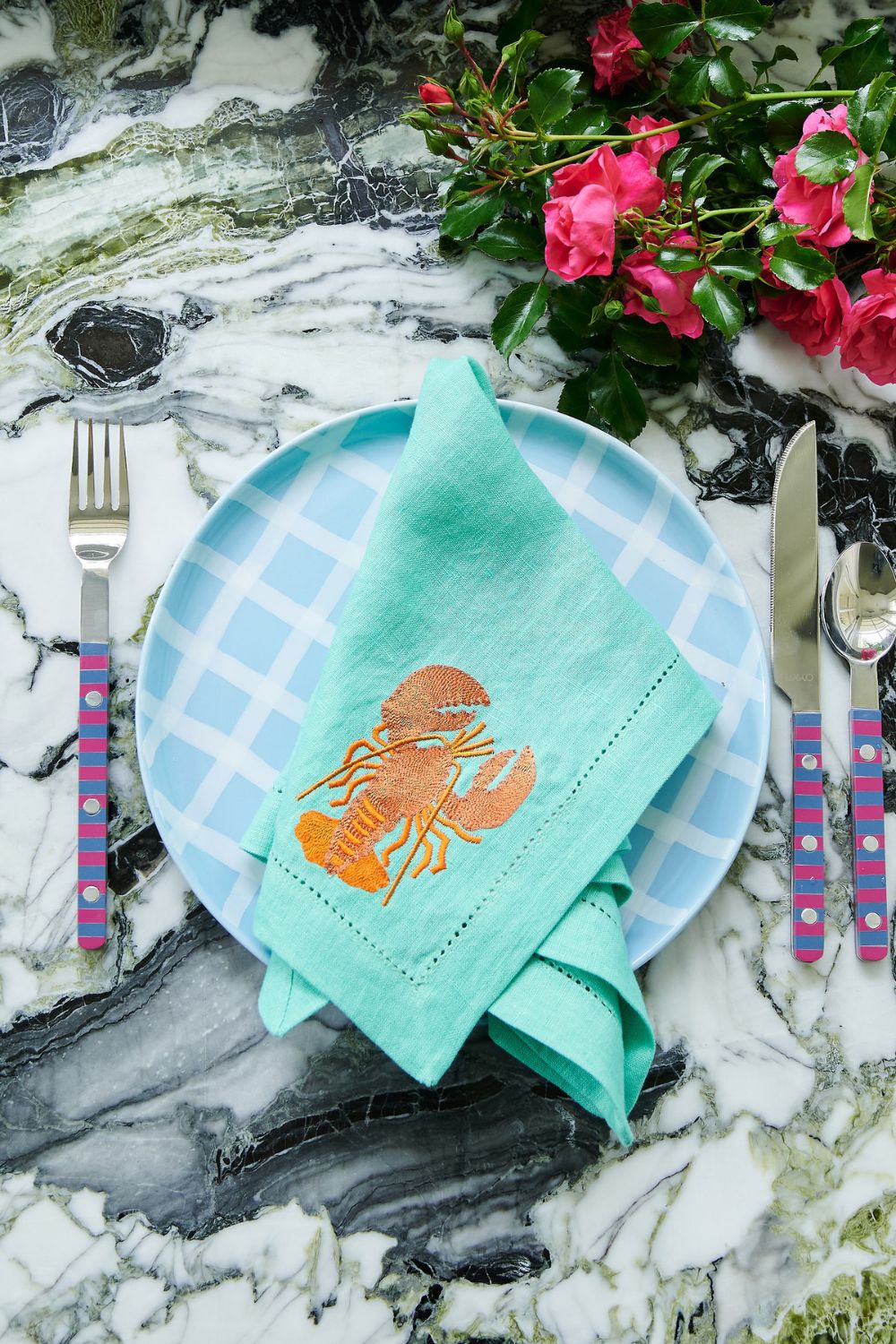 Capri Embroidered Linen 4P Napkin Set One Size