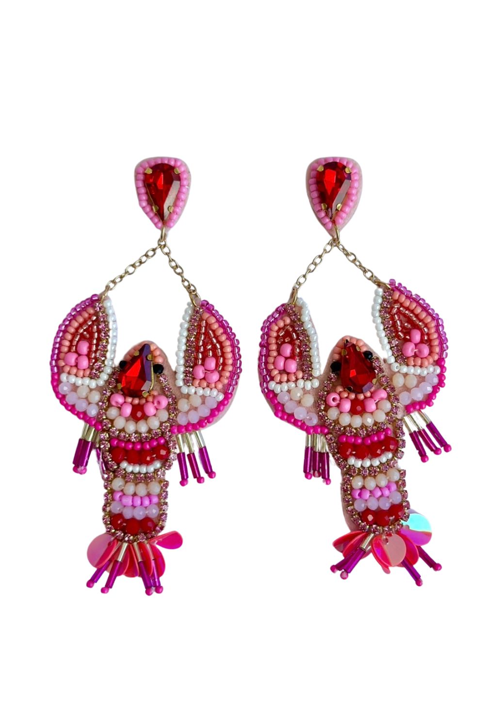 Lobster Christmas Earrings - Pink