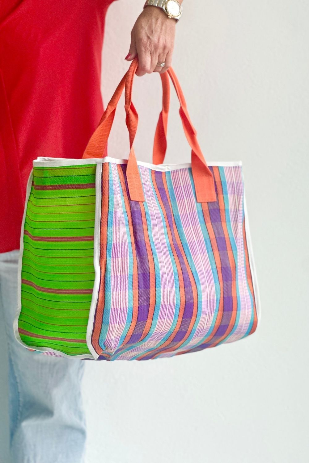 Nylon Tote Bag _ Orange Purple Pink