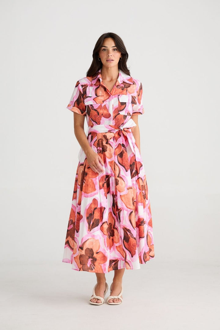 Rossellini Short Sleeve Dress - Azalea