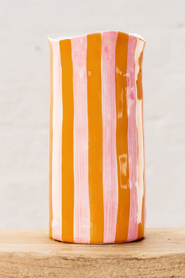 Pink and Orange Stripe - Large Vase