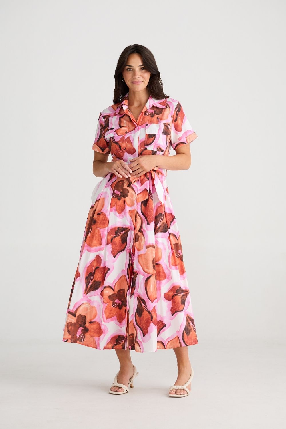 Rossellini Short Sleeve Dress - Azalea