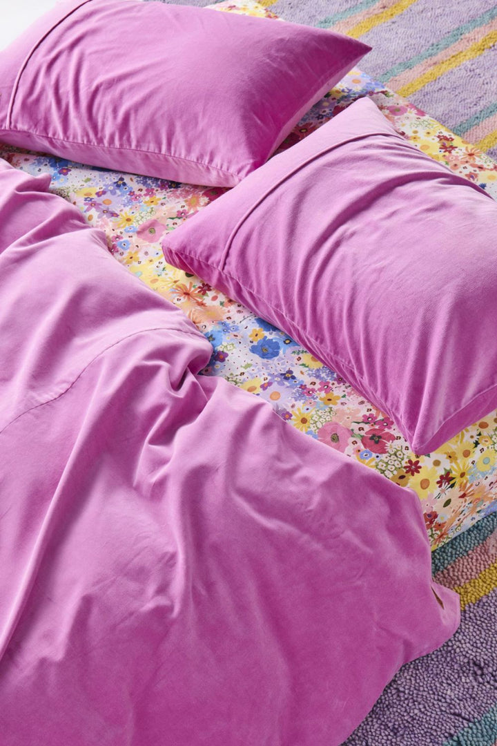 Super Pink Velvet European Pillowcases 2P Set