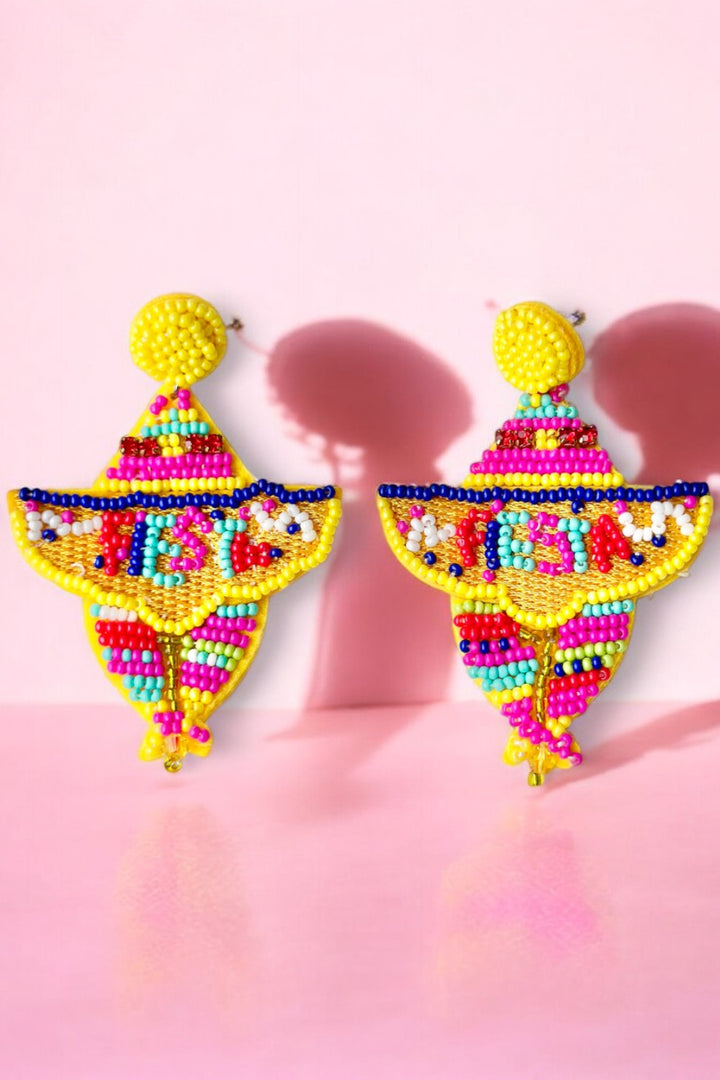 Fiesta Sombrero Earrings (Yellow)