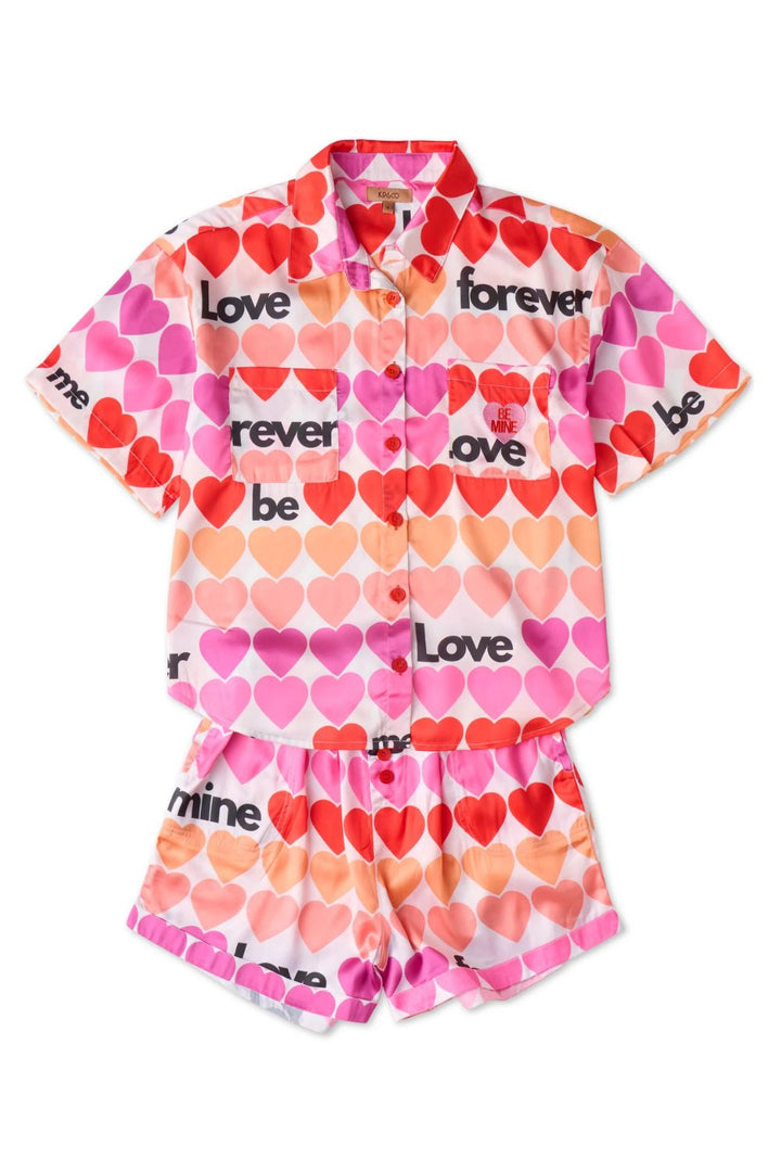 Forever Eco Satin Short Sleeve Shirt & Short Pyjama Set