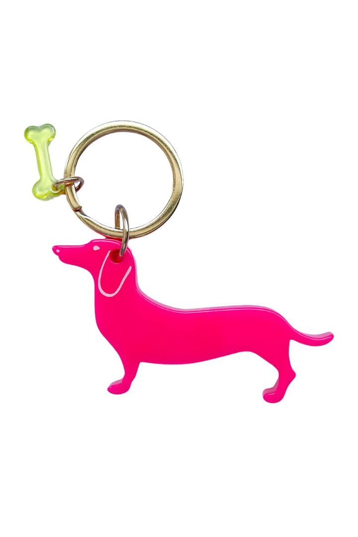 Sausage Dog and Bone - Neon Pink