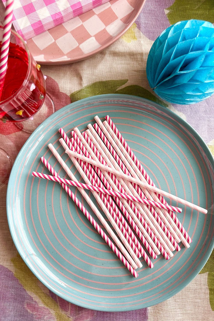 Striped Paper Straws - Pink