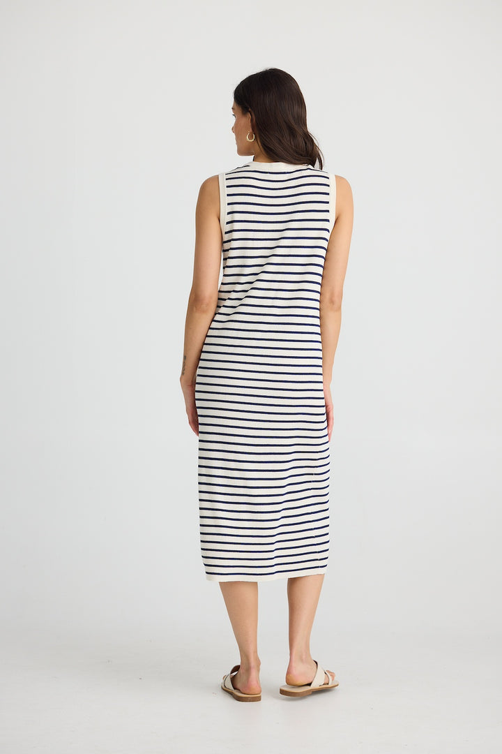 Squad Dress - Ecru with Navy Stripe