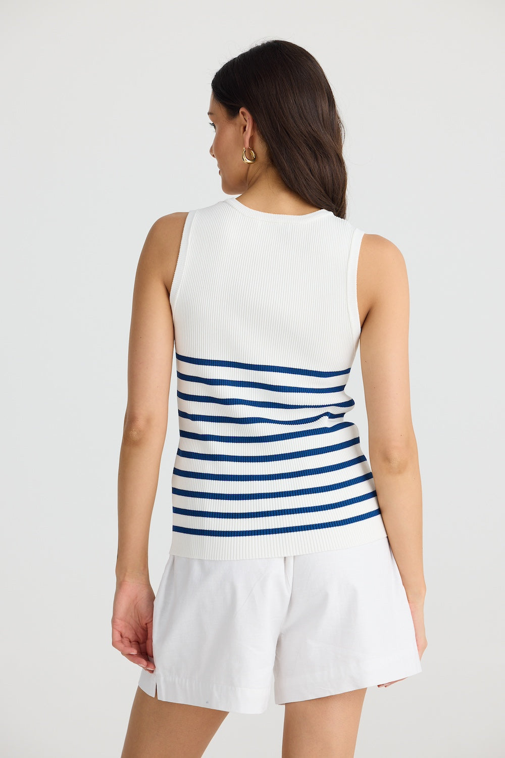 AMBA TOP - White with Navy Stripe