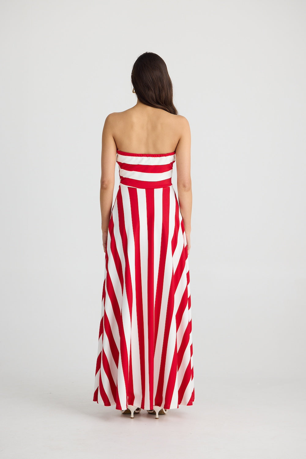 THANDIE STRAPLESS DRESS - Red Stripe