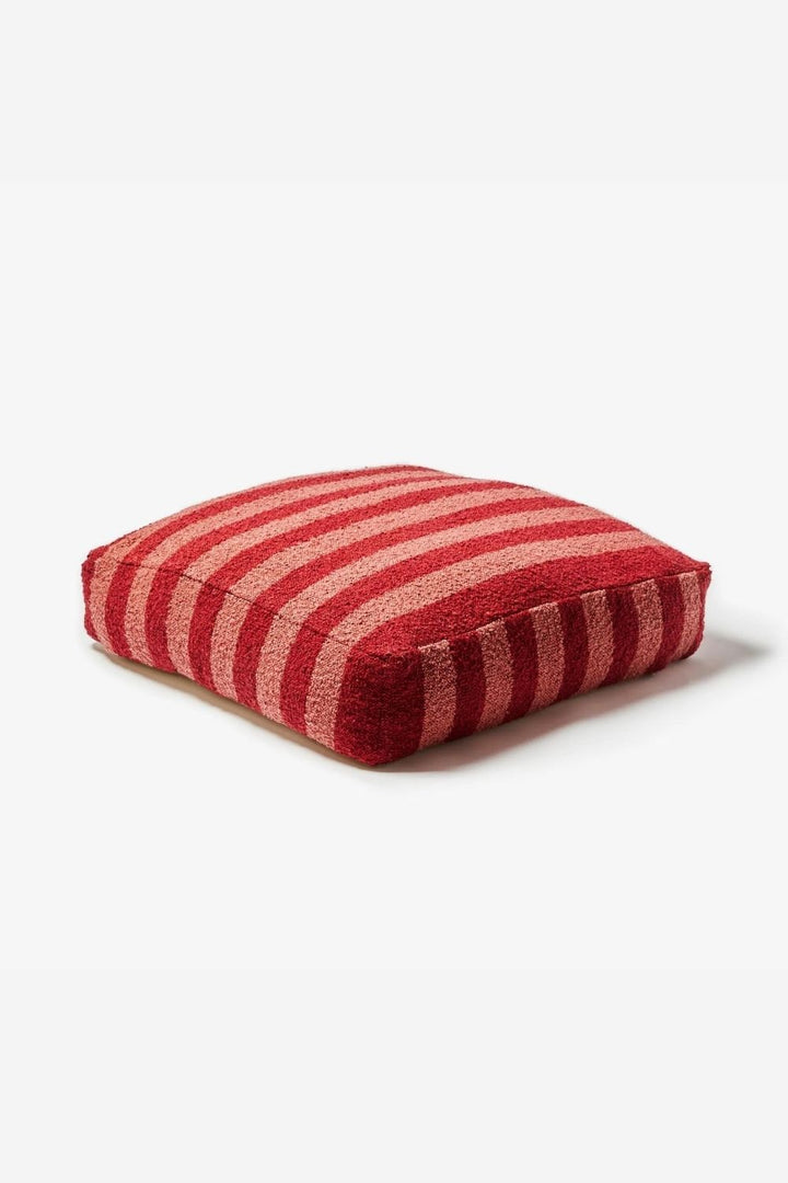 Boucle Stripe Burgundy Pouffe