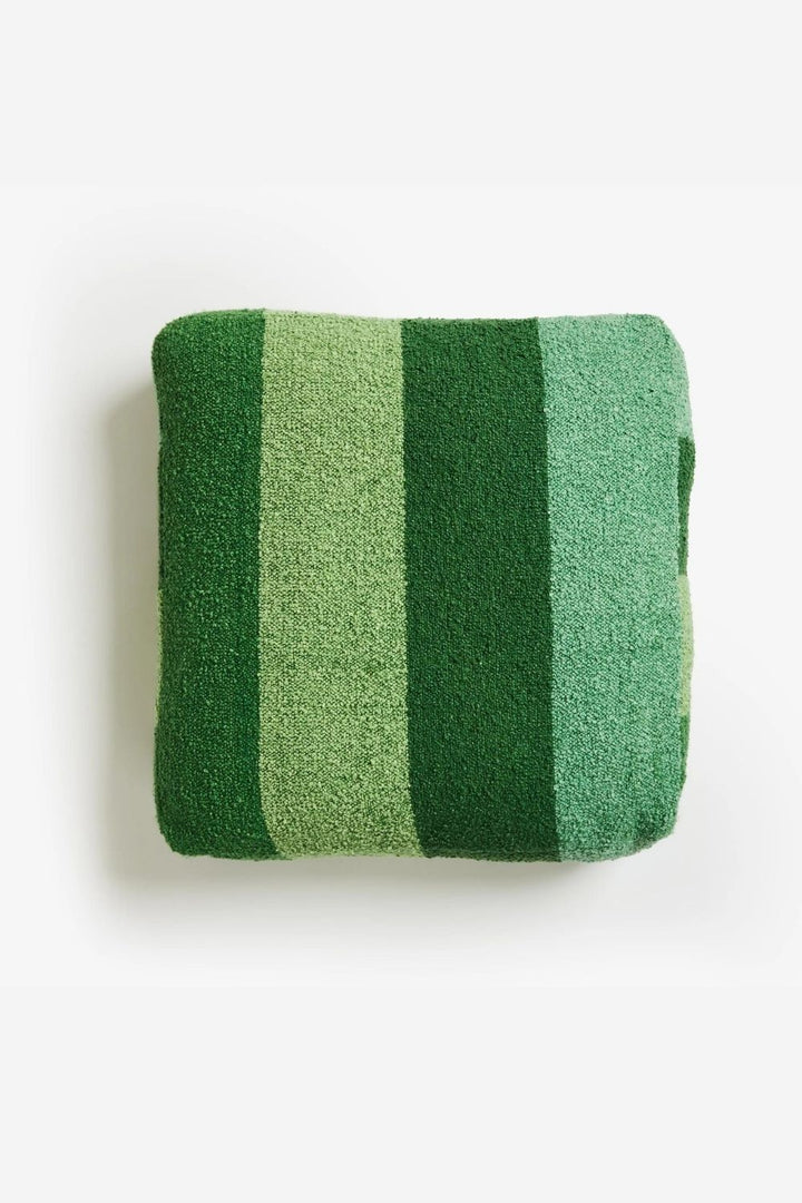 Boucle Wide Stripe Green Pouffe