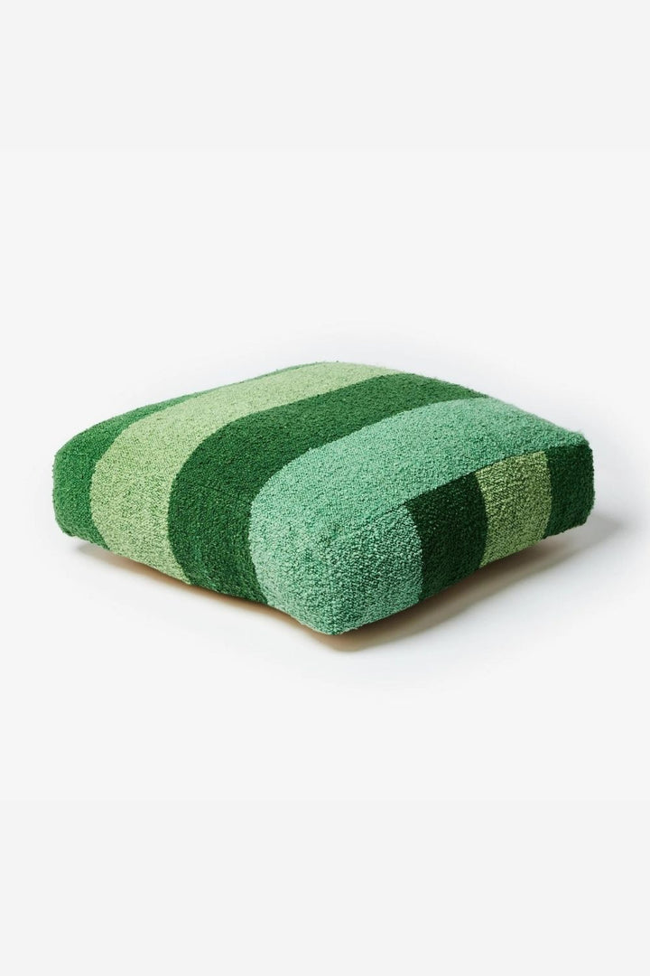 Boucle Wide Stripe Green Pouffe