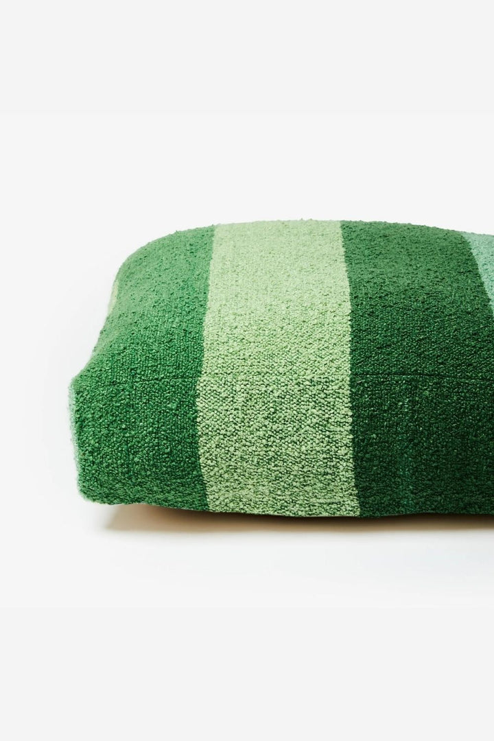 Boucle Wide Stripe Green Pouffe