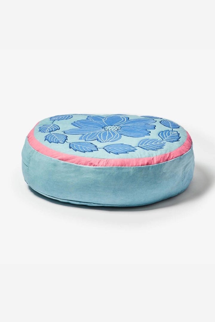 Margot Blue Round Pouffe