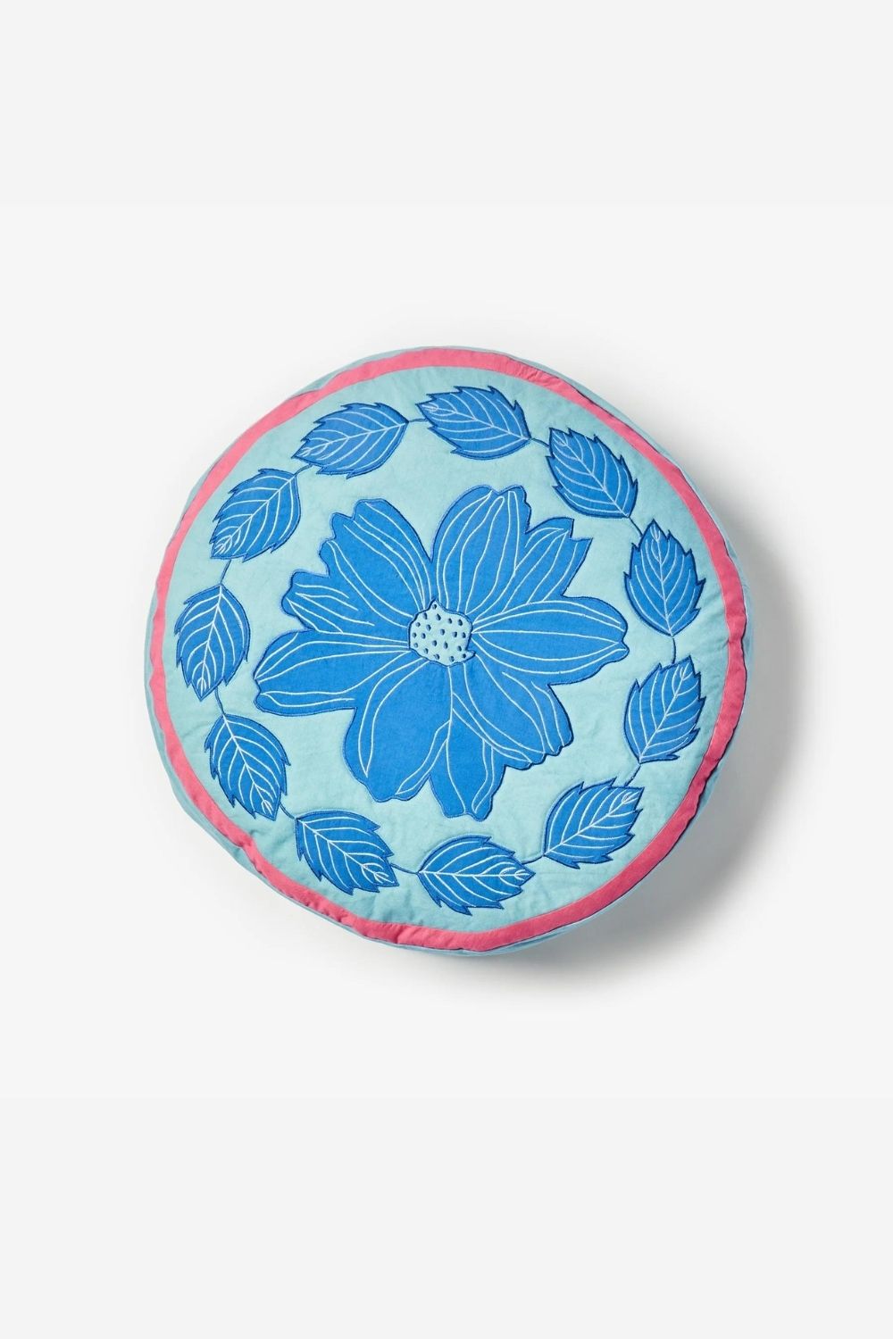 Margot Blue Round Pouffe