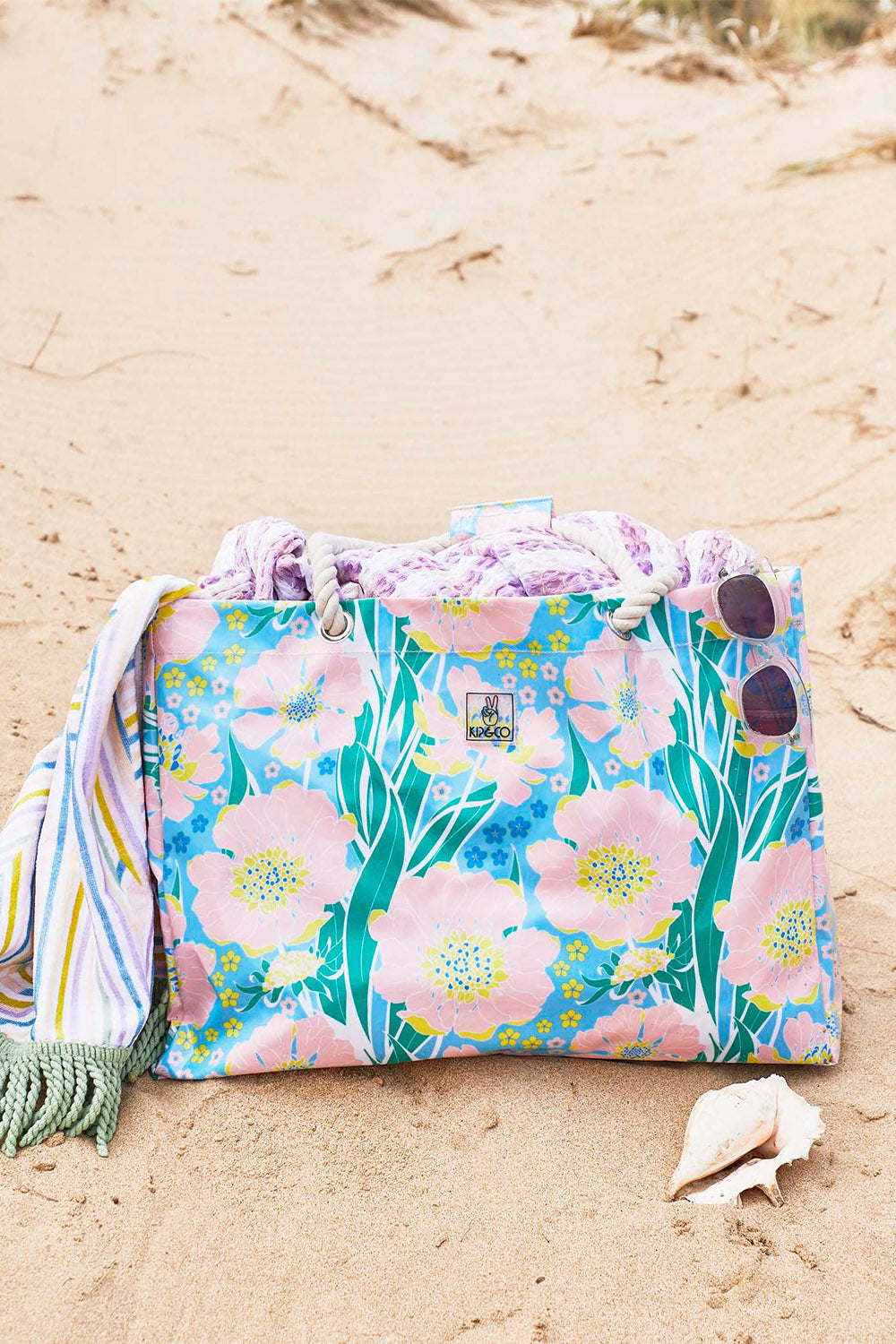 Tumbling Flowers Beach Bag