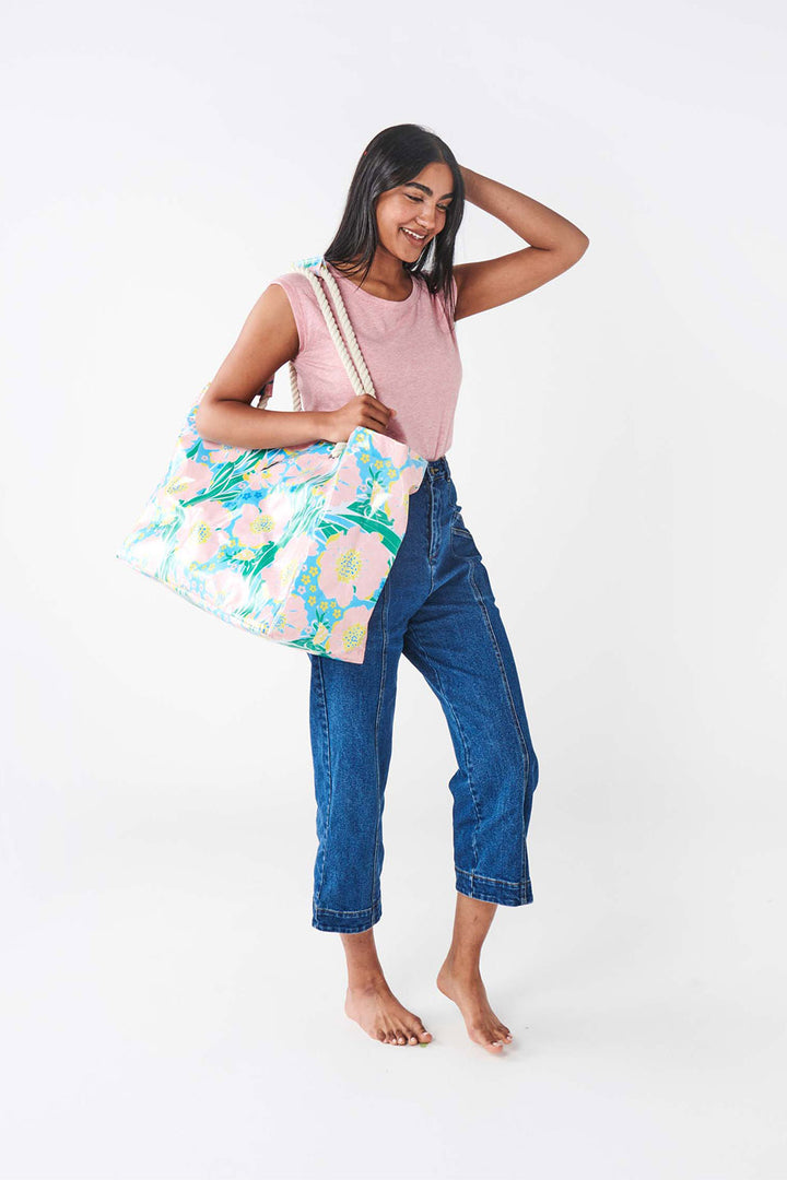 Tumbling Flowers Beach Bag