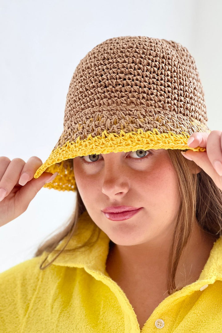 Crochet Bucket Hat - Yellow