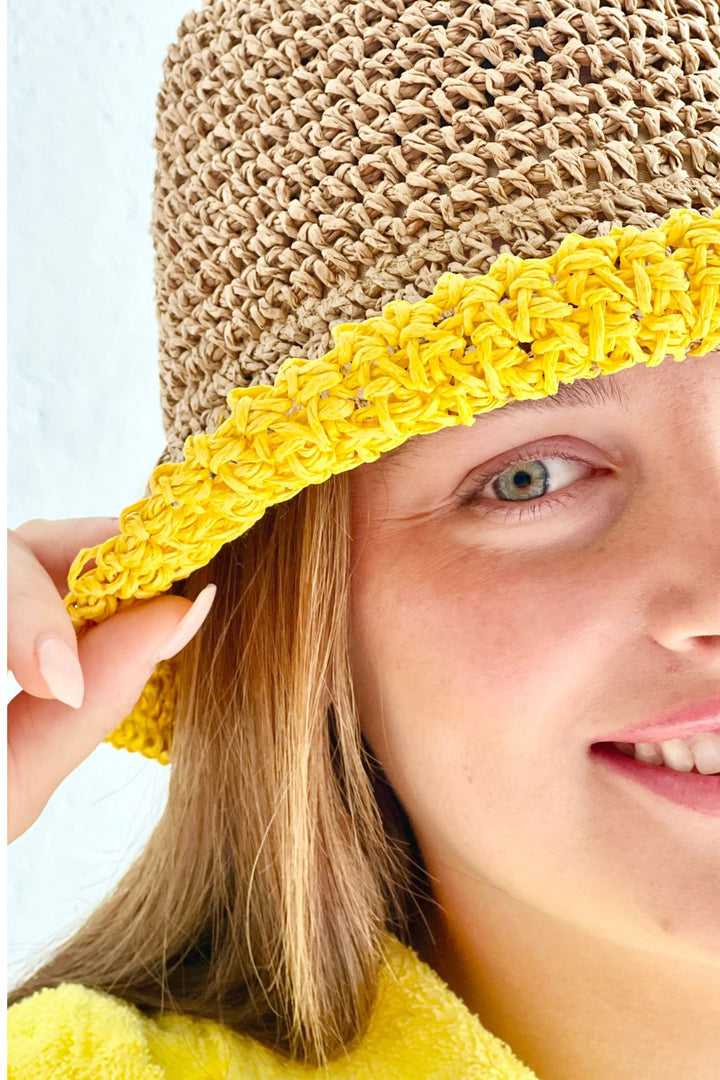 Crochet Bucket Hat - Yellow