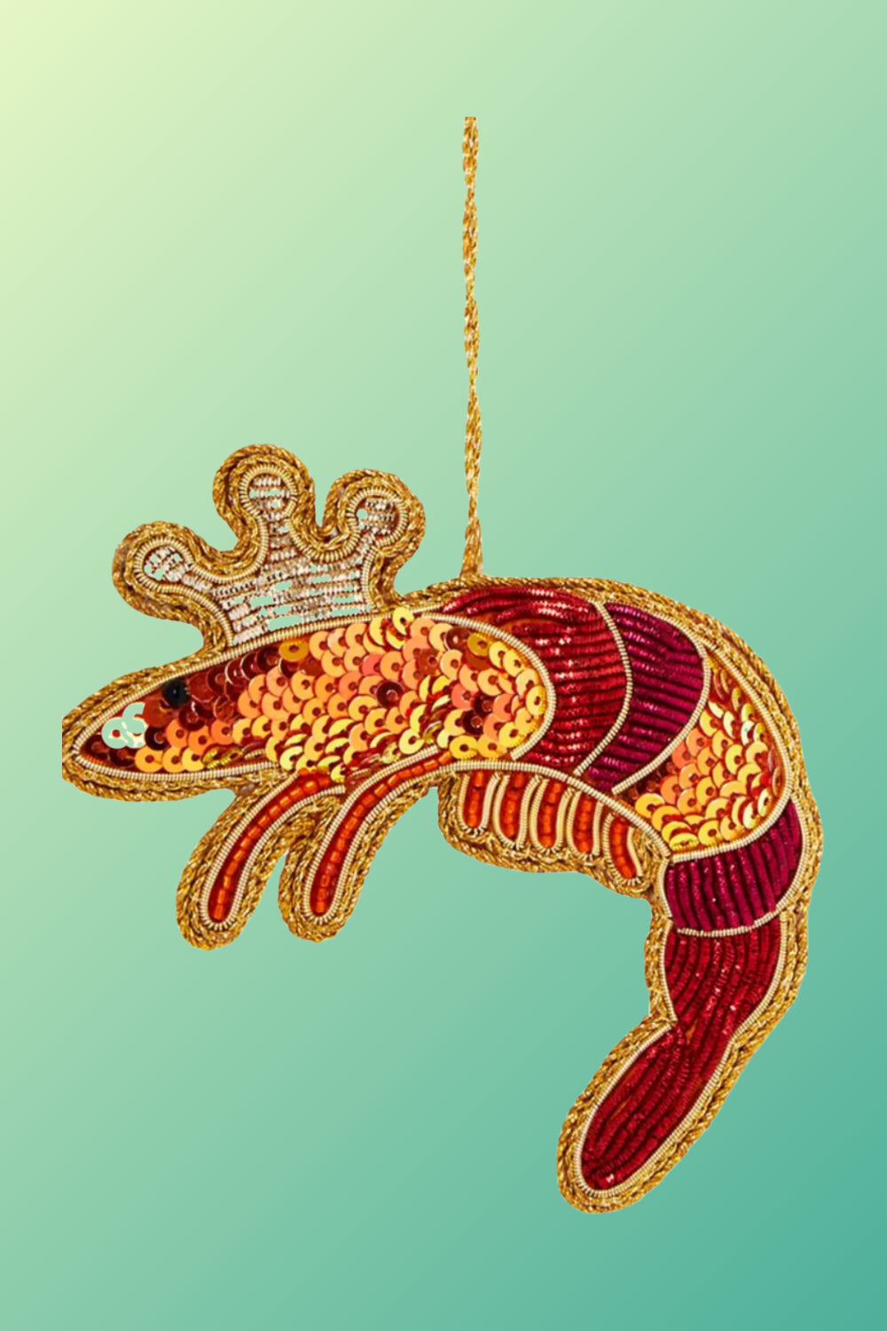 King Prawn Sequin Tree Decoration