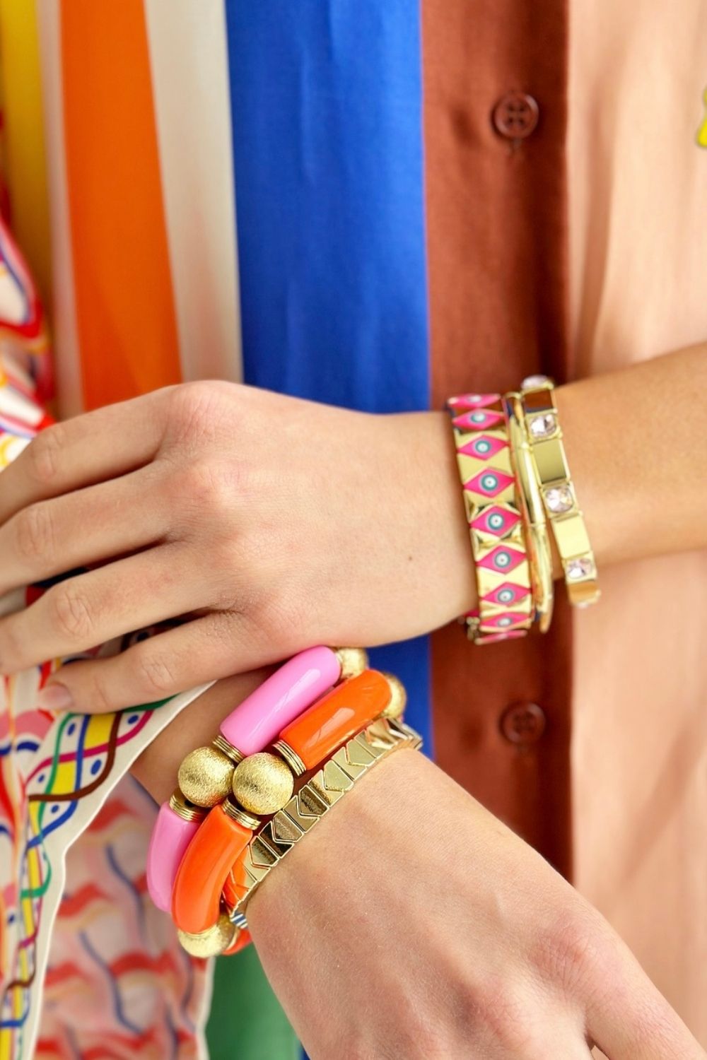 CHUNKY ORANGE AND GOLD BRACELET