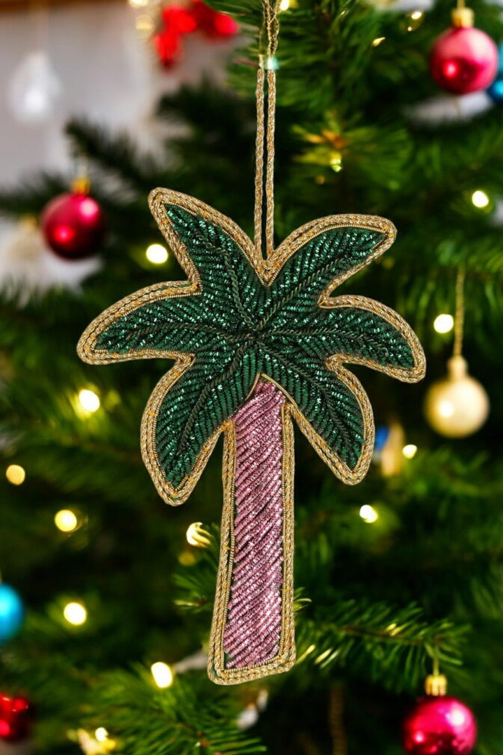 Brissie Palm Tree Sequin Tree Decoration