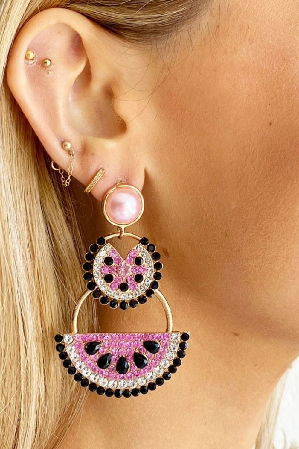 Watermelon Earrings - diamonte