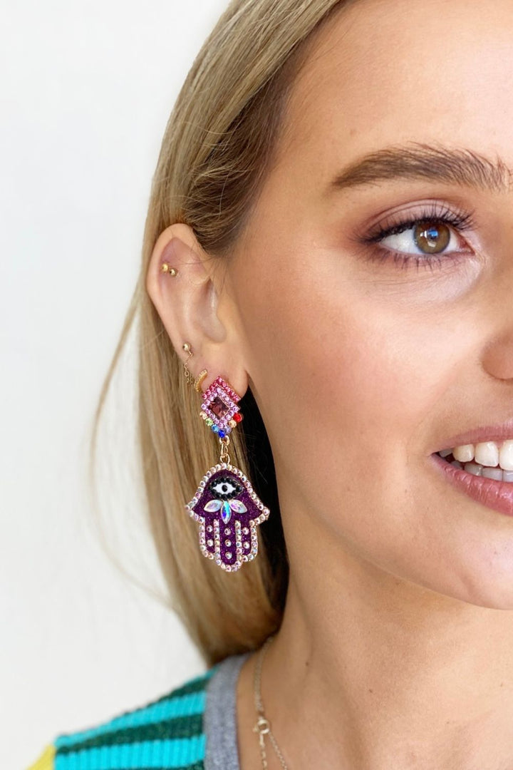 Purple Hand Earring