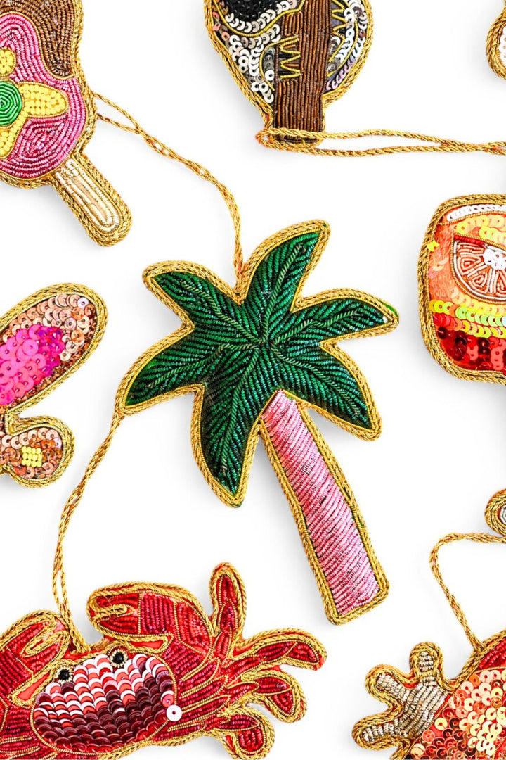 Brissie Palm Tree Sequin Tree Decoration