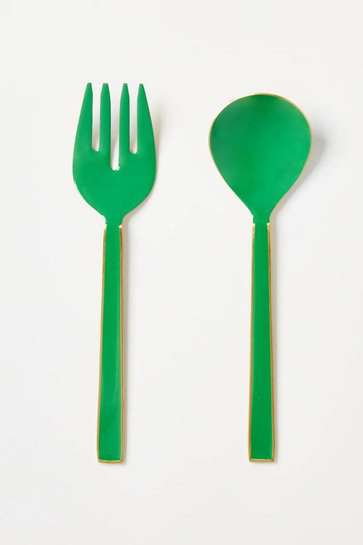 Emerald Enamel Salad Servers (set of 2)