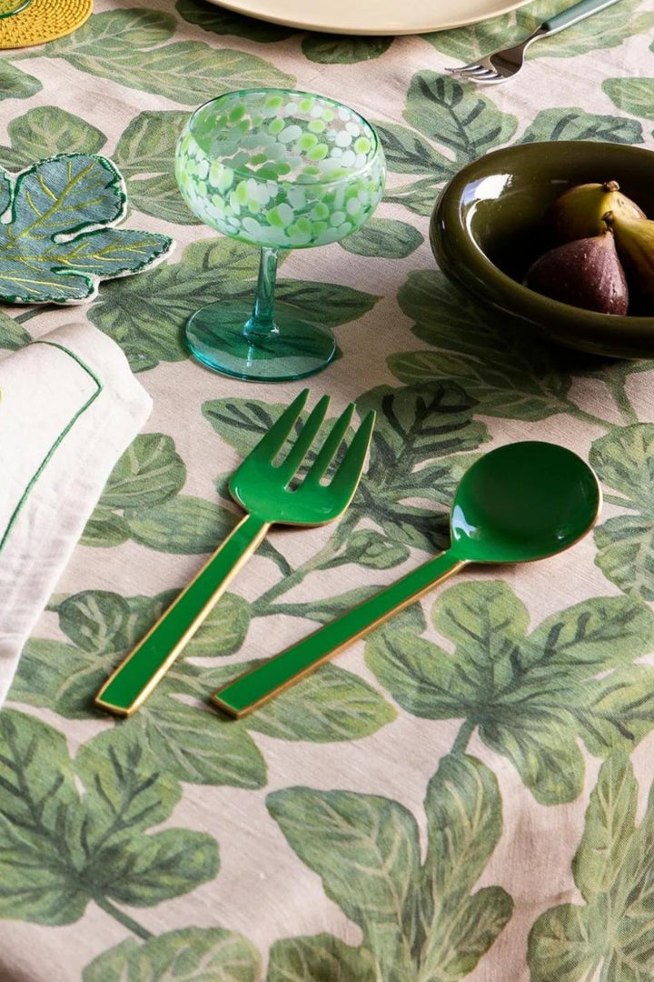 Emerald Enamel Salad Servers (set of 2)