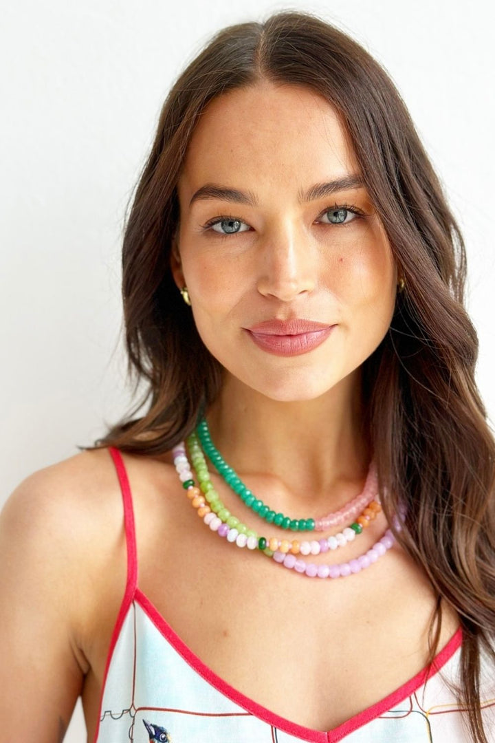 JADE & PINK GEM NECKLACE