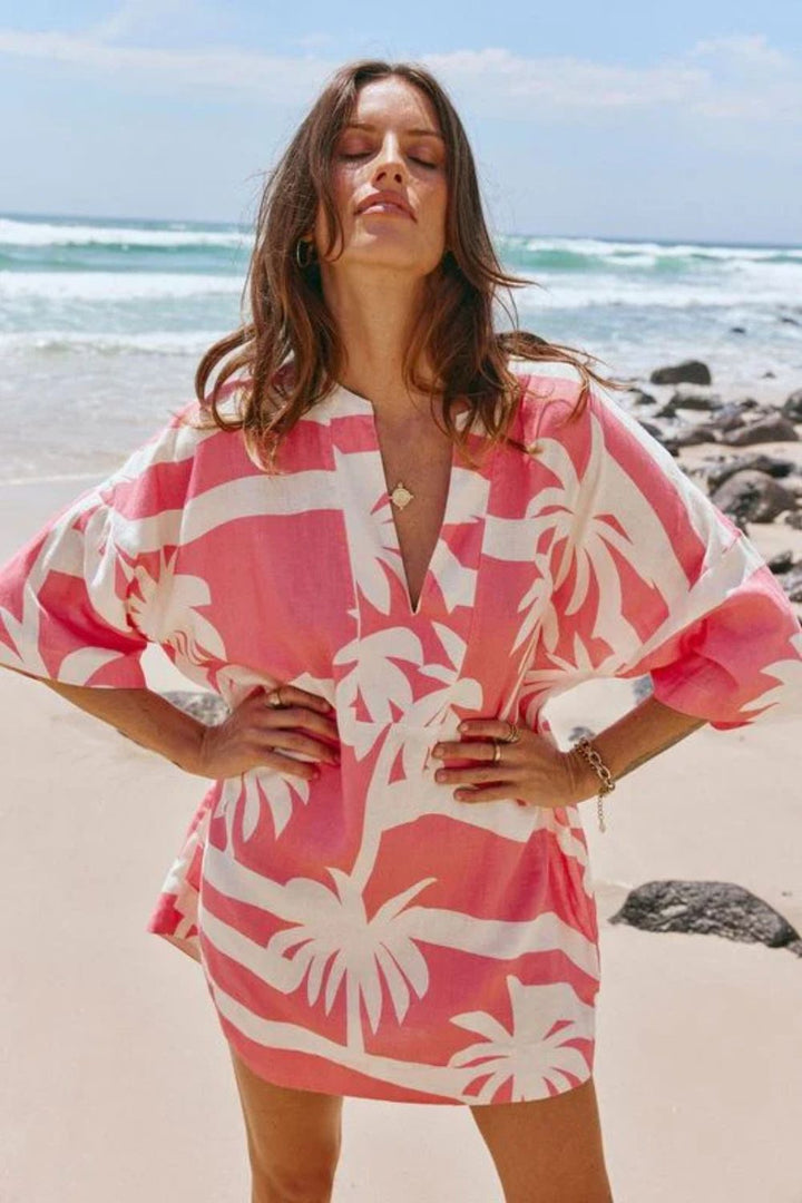 Summer Tunic - Geranium Palma Print