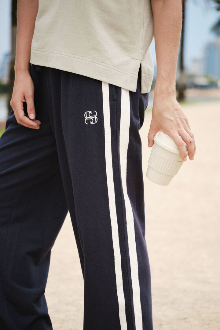 Wide Leg Terry Trackpant - Navy