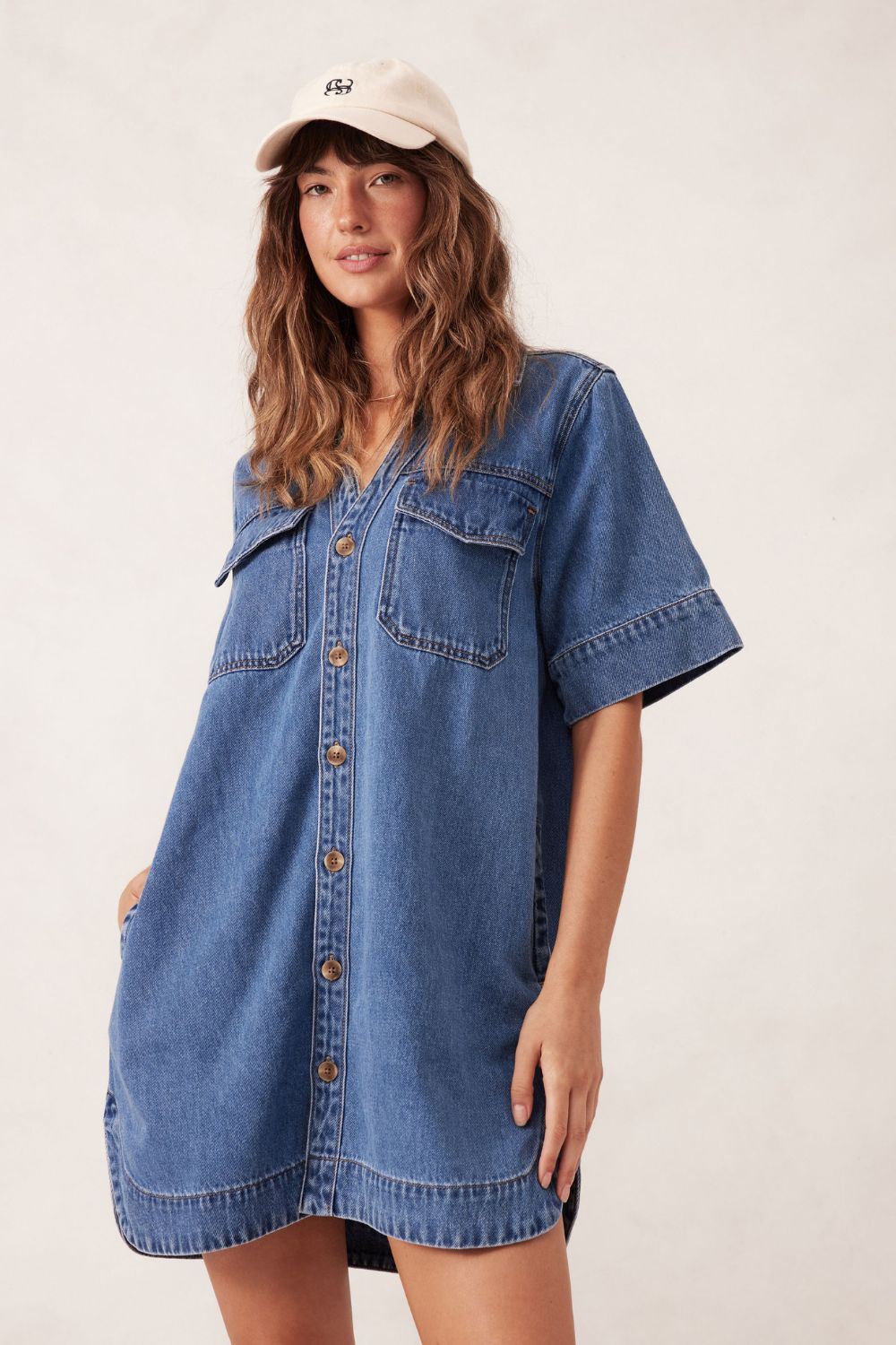 RELAXED SHIRT DRESS - FRESH INDIGO