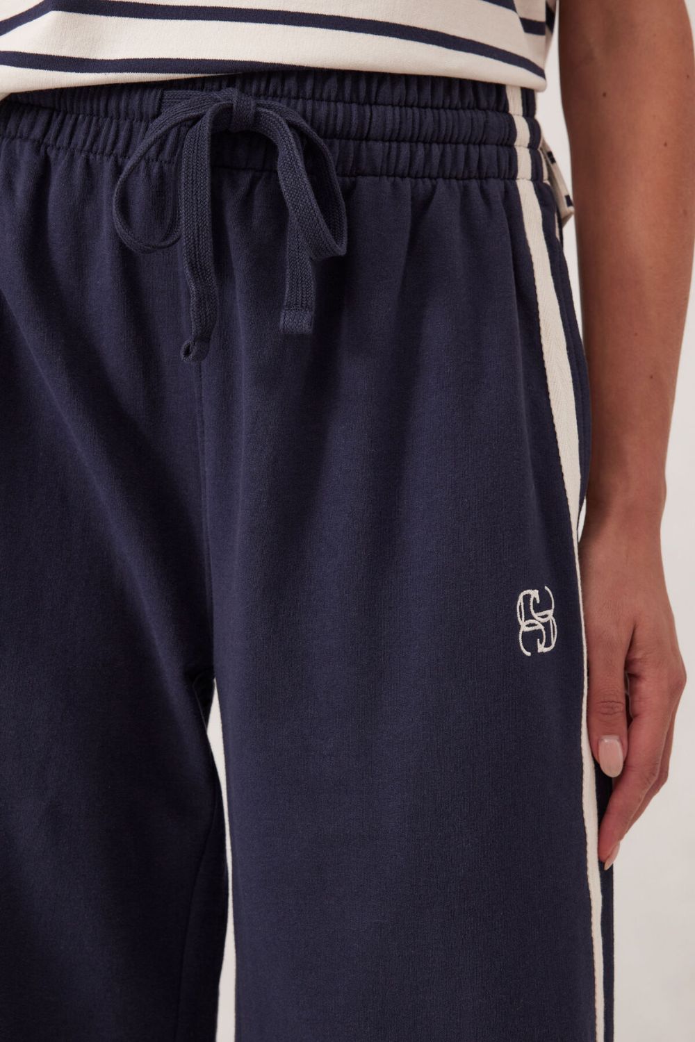 Wide Leg Terry Trackpant - Navy