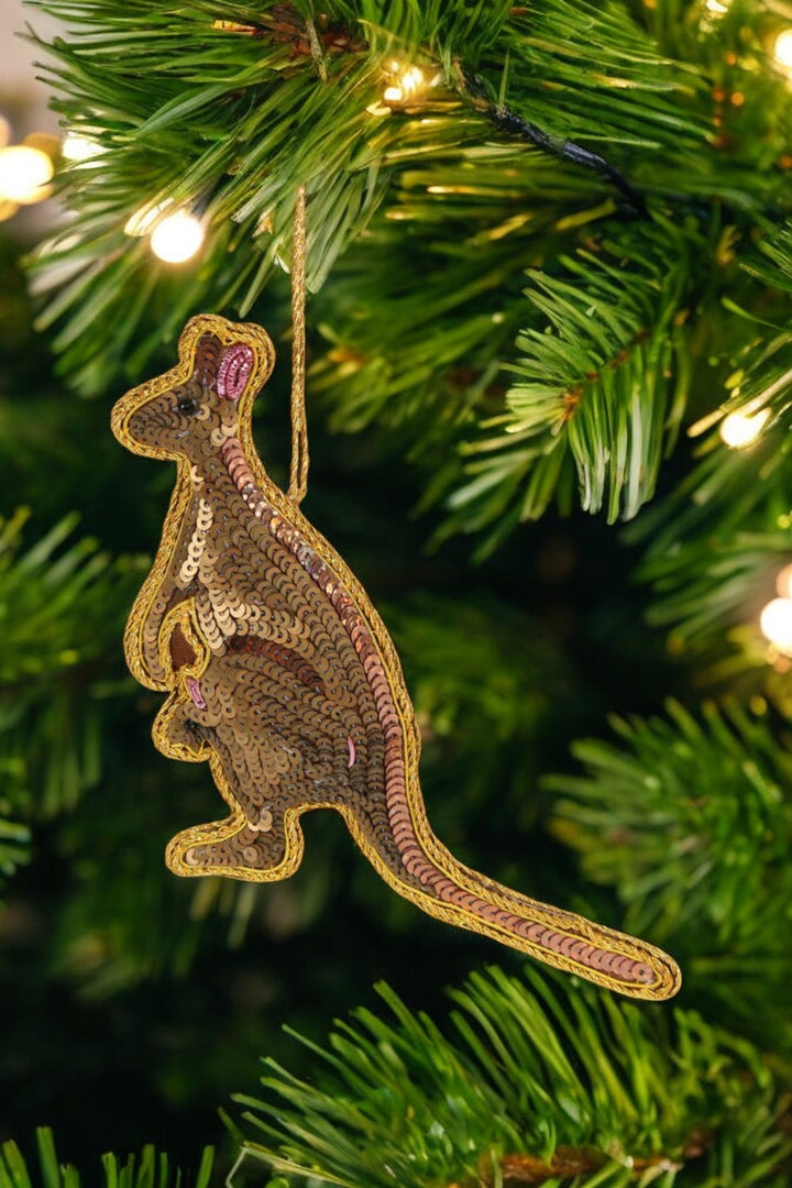 Kangaroo Sequin Tree Decoration